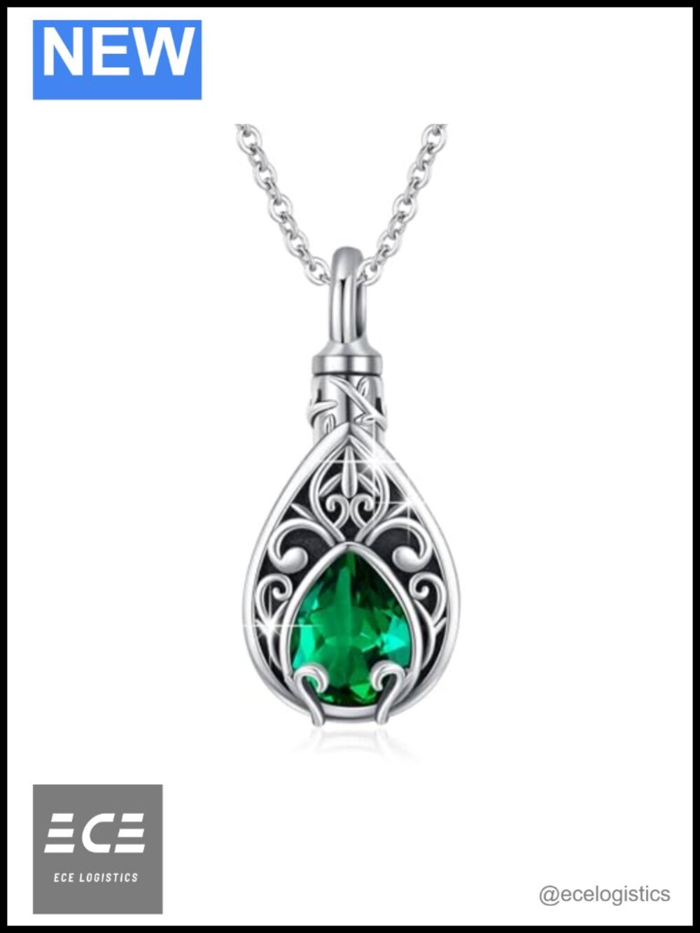 925 Sterling Silver Urn Necklace Moonstone Cremation Jewelry Memorial Pendant
